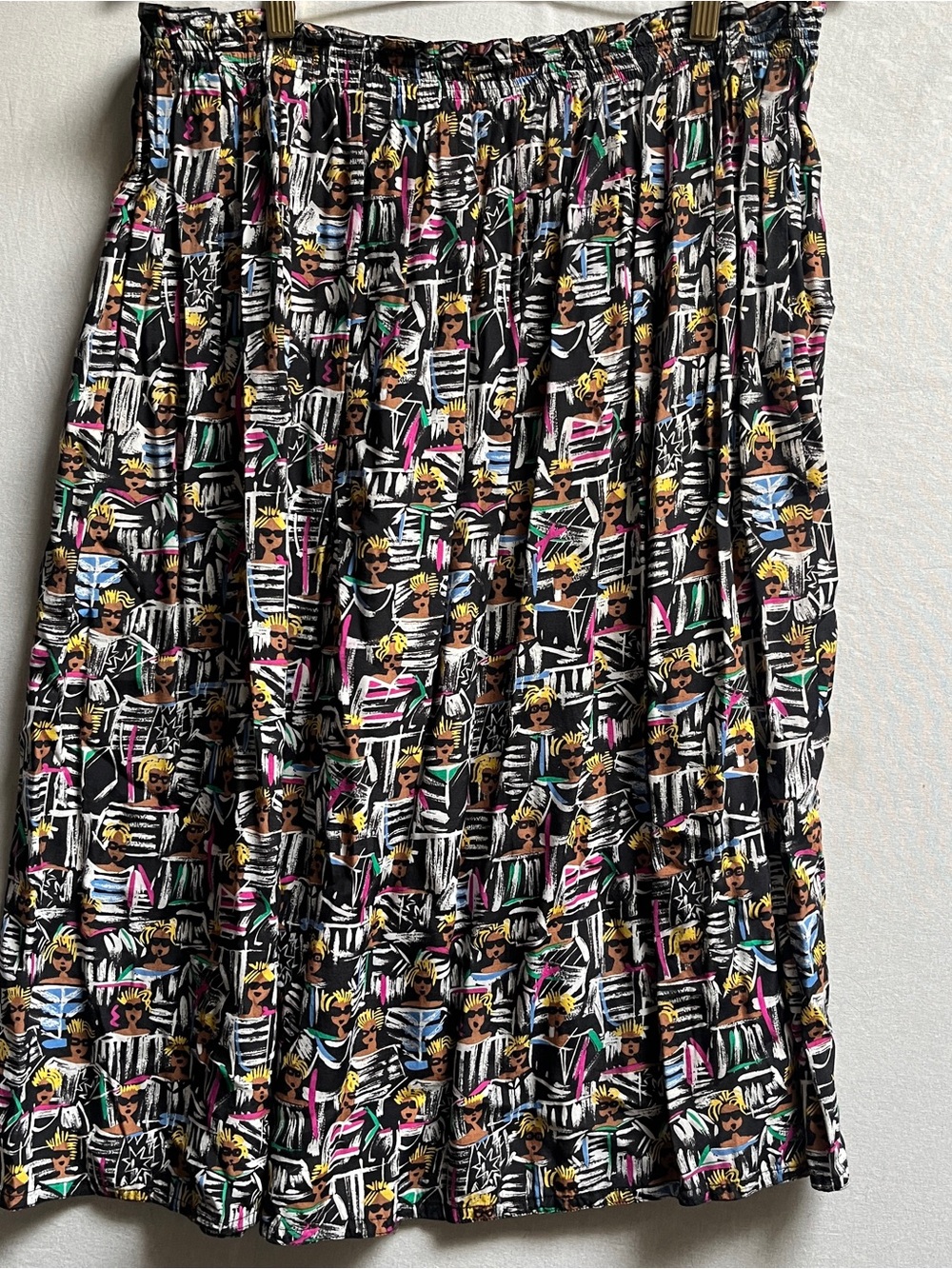 Philippe Ronsard Vintage Black Patterned A-Line Skirt Multicolor Print Large - Picture 3 of 6